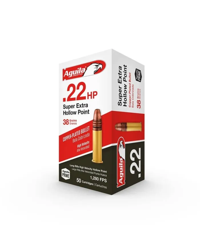 Amunicja bocznego zapłonu AGUILA .22LR Super Extra HV HP 2,49g/38gr