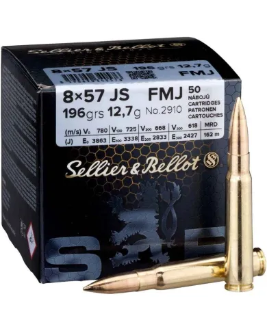Amunicja kulowa S&B, kaliber 8x57JS FMJ 12,7g/196grs
