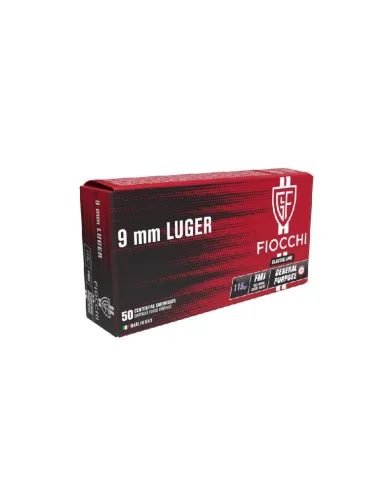 Amunicja Fiocchi, kaliber 9mm LUGER, FMJ, 7,5G 115grs,