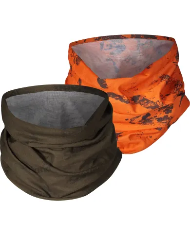 KOMIN SEELAND Neck gaiter 2-pack Pine green/InVis orange blaze