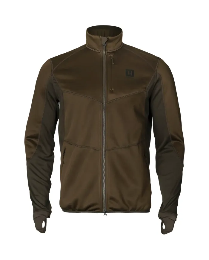 Bluza HARKILA Scandinavian fleece jacket Willow green/Deep brown