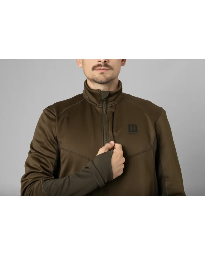 Bluza HARKILA Scandinavian fleece jacket Willow green/Deep brown