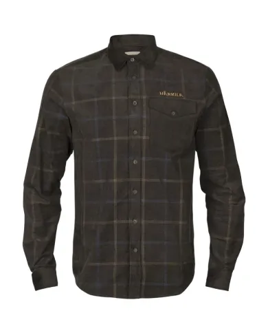 KOSZULA HARKILA KALDFjORD CORDUROY CHECK SHIRT SHADOW BROWN
