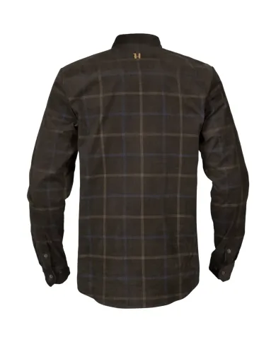 KOSZULA HARKILA KALDFjORD CORDUROY CHECK SHIRT SHADOW BROWN