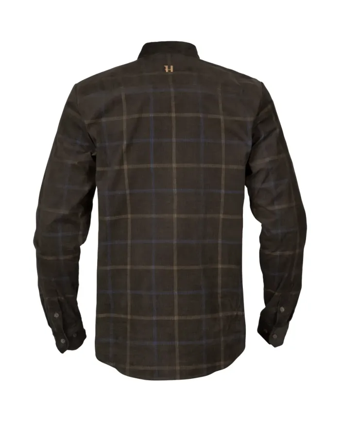 KOSZULA HARKILA KALDFjORD CORDUROY CHECK SHIRT SHADOW BROWN