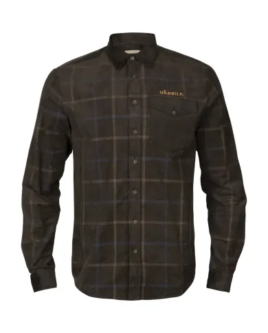 KOSZULA HARKILA KALDFjORD CORDUROY CHECK SHIRT SHADOW BROWN