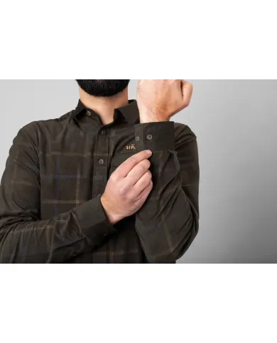 KOSZULA HARKILA KALDFjORD CORDUROY CHECK SHIRT SHADOW BROWN