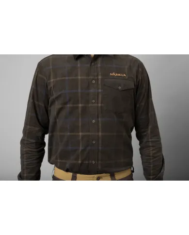 KOSZULA HARKILA KALDFjORD CORDUROY CHECK SHIRT SHADOW BROWN