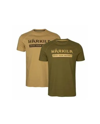 KOSZULKA HARKILA LOGO T-SHIRT 2-PACK ANTIQUE SAND/DARK OLIVE