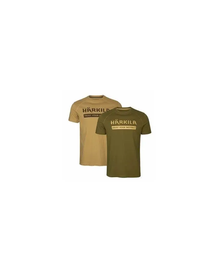 KOSZULKA HARKILA LOGO T-SHIRT 2-PACK ANTIQUE SAND/DARK OLIVE