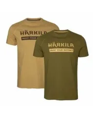 KOSZULKA HARKILA LOGO T-SHIRT 2-PACK WILLOW GREEN/SLATE BROWN
