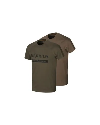 KOSZULKA HARKILA LOGO T-SHIRT 2-PACK WILLOW GREEN/SLATE BROWN