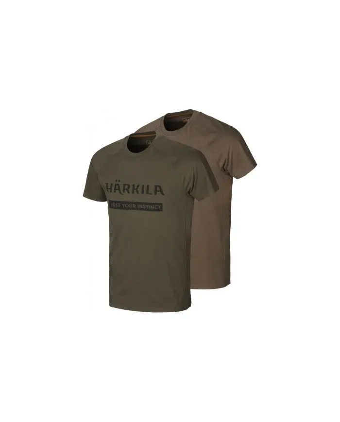 KOSZULKA HARKILA LOGO T-SHIRT 2-PACK WILLOW GREEN/SLATE BROWN