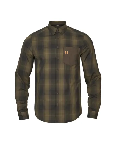 KOSZULA HARKILA AKKAN L/S WILLOW GREEN/SHADOW BROWN