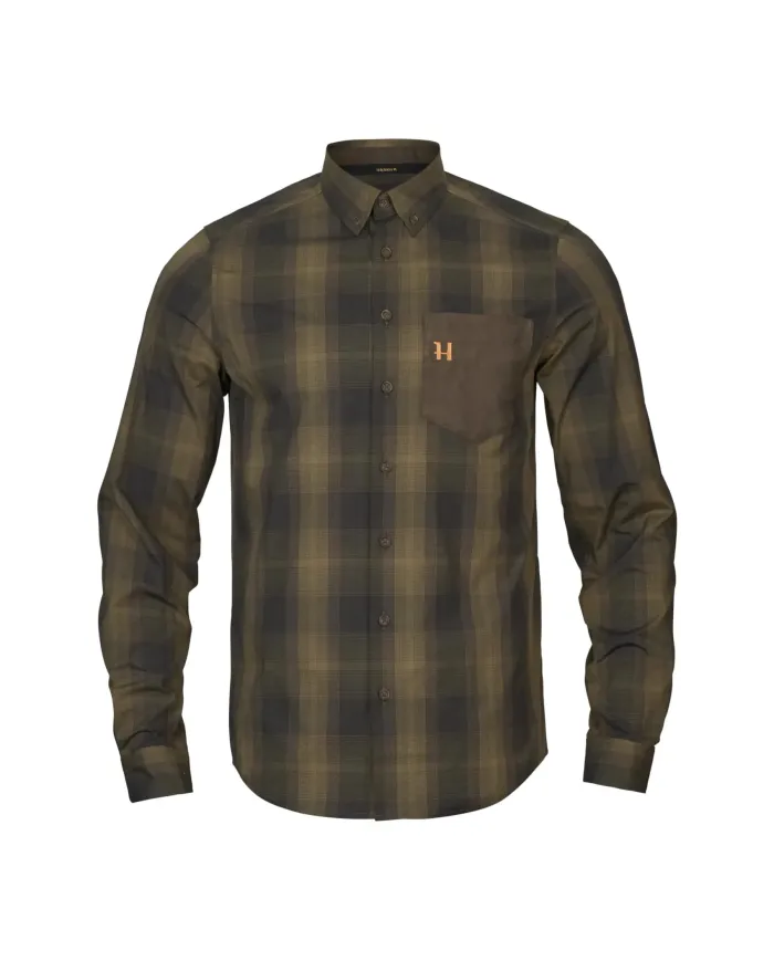 KOSZULA HARKILA AKKAN L/S WILLOW GREEN/SHADOW BROWN