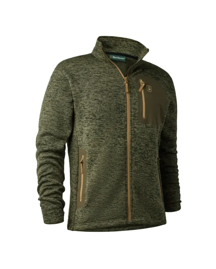 BLUZA POLAROWA DEERHUNTER SAREK KNITTED JACKET OLIVE NIGHT MELANGE