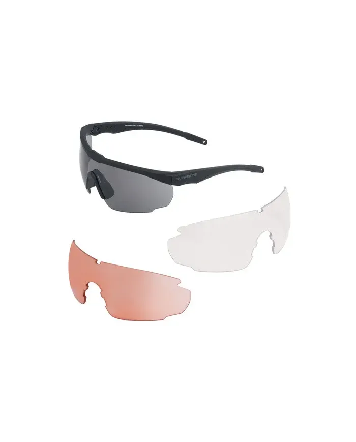 SwissEye - Okulary balistyczne Blackhawk z zestawem wizjerów - Czarne oprawki