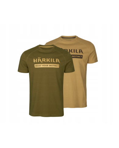 KOSZULKA HARKILA LOGO T-SHIRT 2-PACK ANTIQUE SAND/DARK OLIVE