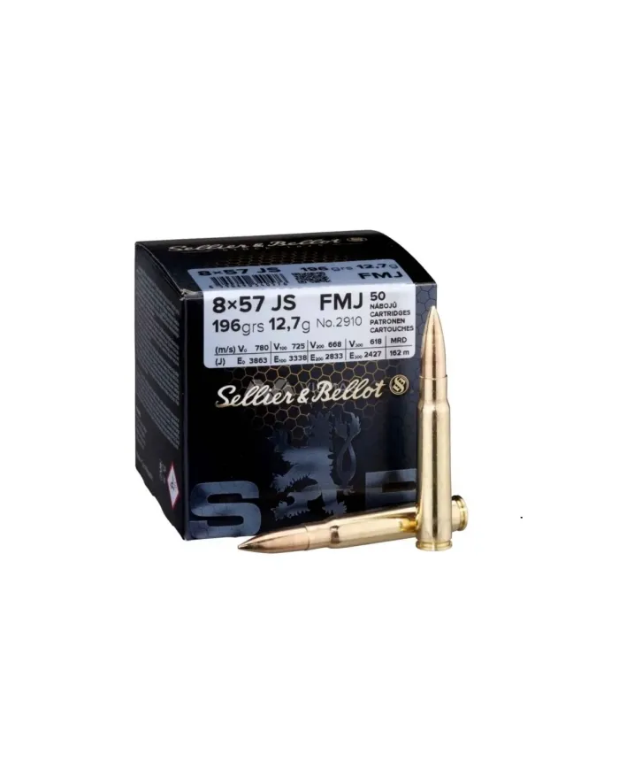 Amunicja kulowa S&B, kaliber 8x57JS FMJ 12,7g/196grs