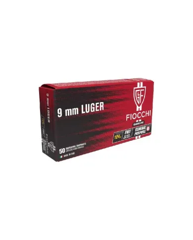 Amunicja Fiocchi, kaliber 9mm LUGER, FMJ, 8G 124grs,