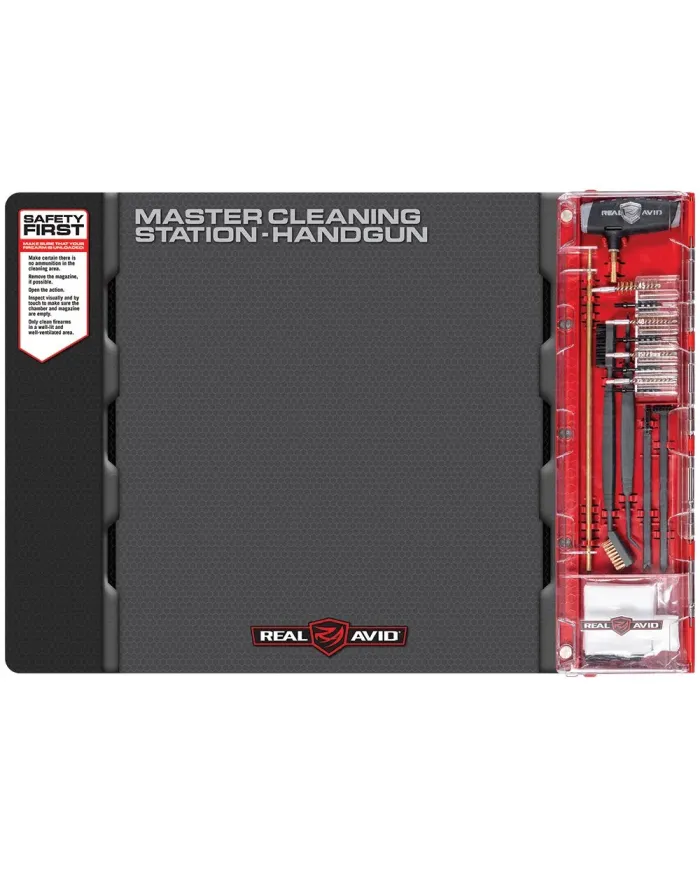 Real Avid - Mata rusznikarska z zestawem narzędzi Master Cleaning Station™ - Handgun