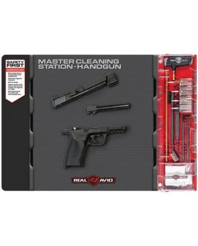 Real Avid - Mata rusznikarska z zestawem narzędzi Master Cleaning Station™ - Handgun