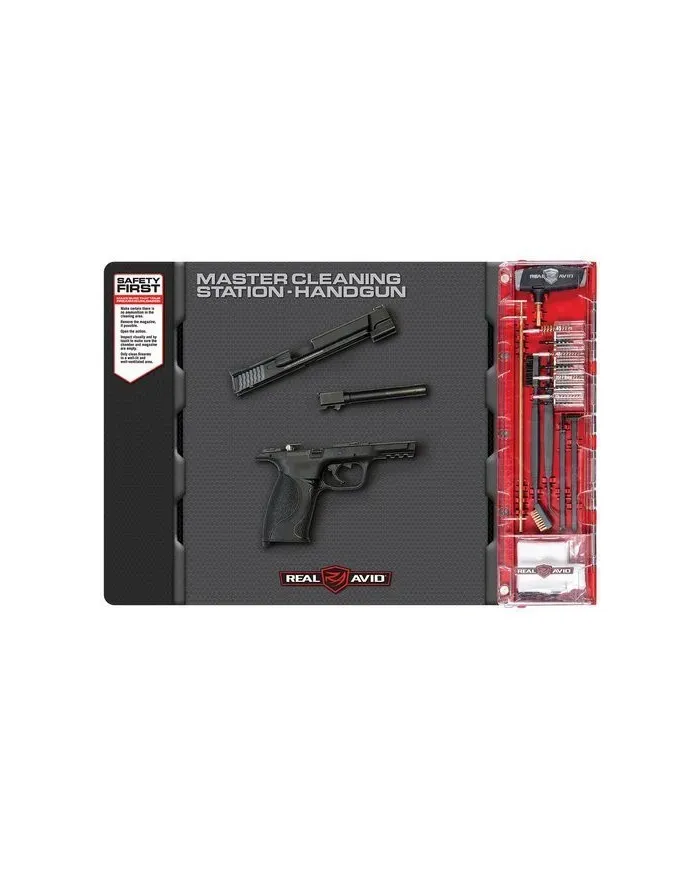 Real Avid - Mata rusznikarska z zestawem narzędzi Master Cleaning Station™ - Handgun