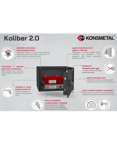 Sejf KONSMETAL Koliber 2.0 34 Poziom S1 337 298 298 SD7411