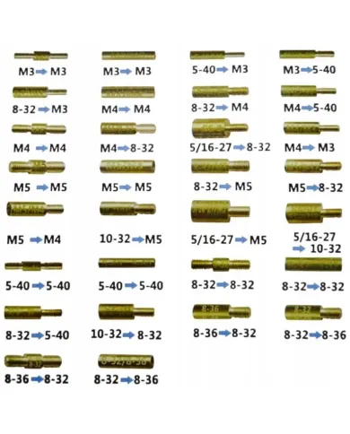 Komplet 30 szt. mosiężnych adapterów / przejściówek do wyciorów