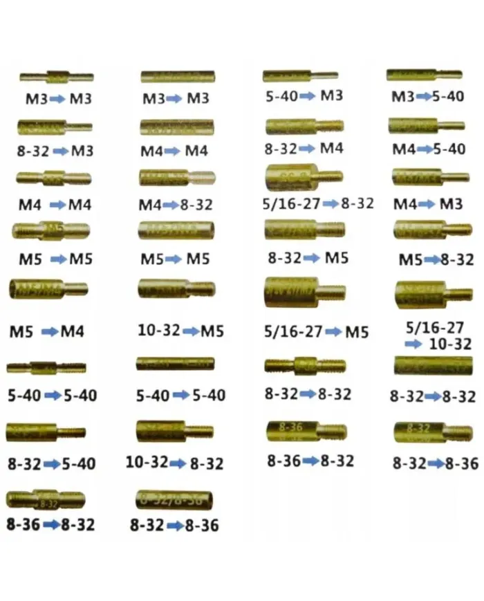 Komplet 30 szt. mosiężnych adapterów / przejściówek do wyciorów