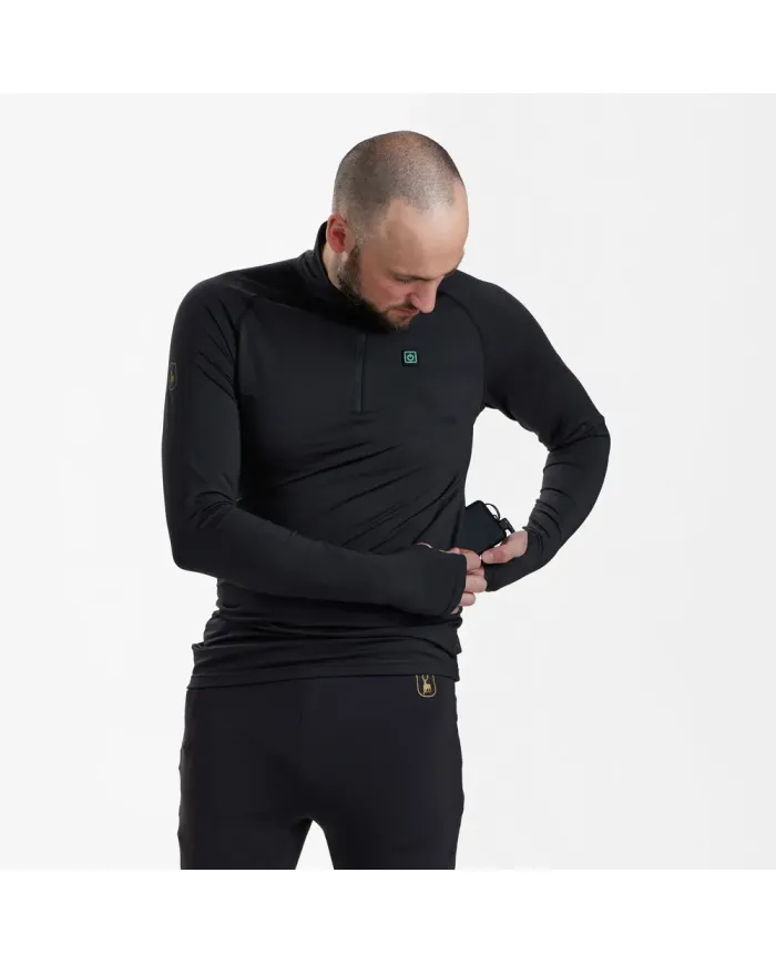 BIELIZNA DEERHUNTER HEAT INDERSHIRT WITH ZIP-NECK BLACK