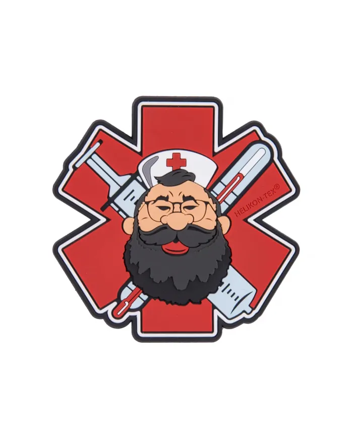 PATCH HELIKON EMBLEMAT "BEARDMAN MEDIC" - PVC - CZERWONY OD-BMM-RB-25