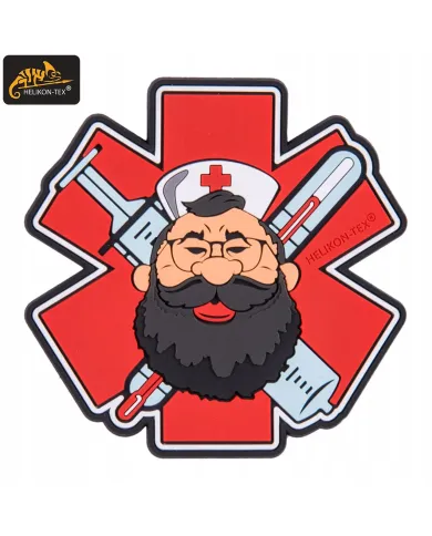 PATCH HELIKON EMBLEMAT "BEARDMAN MEDIC" - PVC - CZERWONY OD-BMM-RB-25