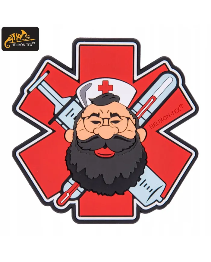 PATCH HELIKON EMBLEMAT "BEARDMAN MEDIC" - PVC - CZERWONY OD-BMM-RB-25