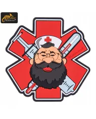 PATCH HELIKON EMBLEMAT "BEARDMAN MEDIC" - PVC - CZERWONY OD-BMM-RB-25