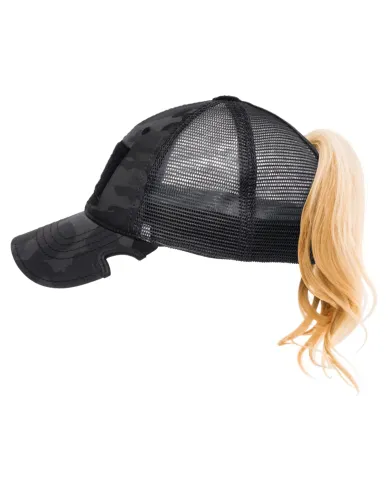 CZAPKA Notch Classic Adjustable Black Camo Ponytail Operator -Standard Notch