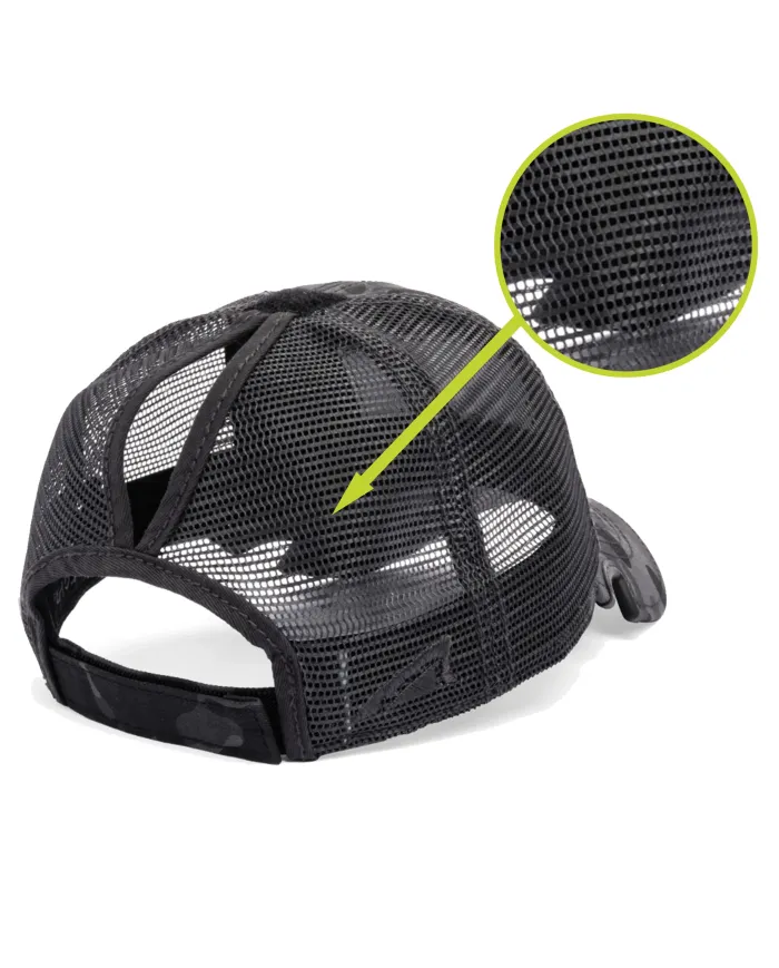 CZAPKA Notch Classic Adjustable Black Camo Ponytail Operator -Standard Notch