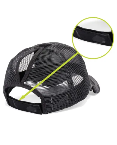 CZAPKA Notch Classic Adjustable Black Camo Ponytail Operator -Standard Notch