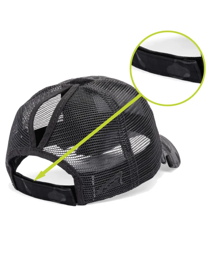 CZAPKA Notch Classic Adjustable Black Camo Ponytail Operator -Standard Notch