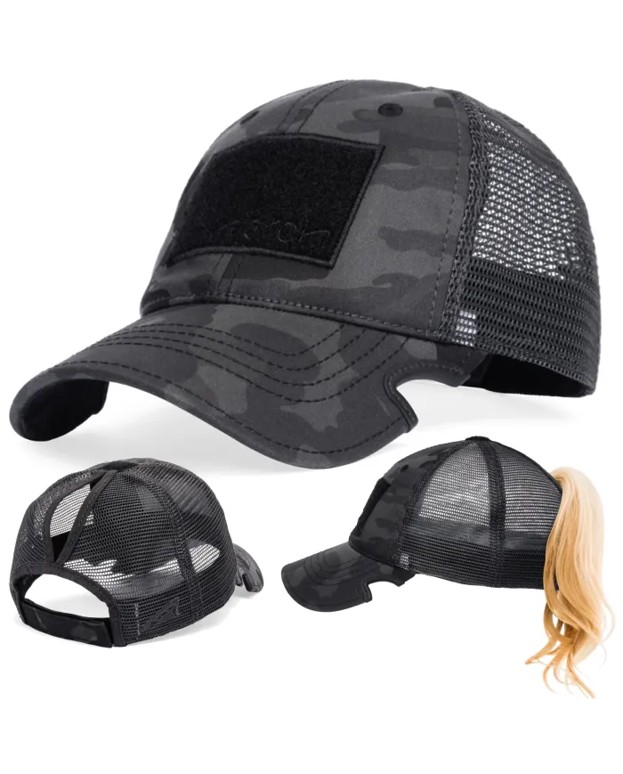 CZAPKA Notch Classic Adjustable Black Camo Ponytail Operator -Standard Notch