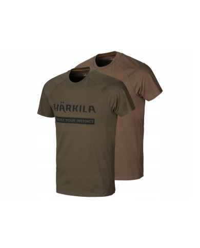 KOSZULKA HARKILA LOGO T-SHIRT 2-PACK WILLOW GREEN/SLATE BROWN