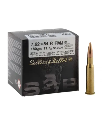 Amunicja kulowa S&B, kaliber 7,62x54R FMJ 11,7g/180 gr