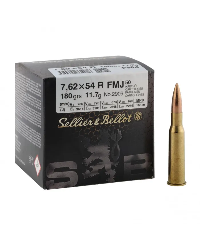 Amunicja kulowa S&B, kaliber 7,62x54R FMJ 11,7g/180 gr