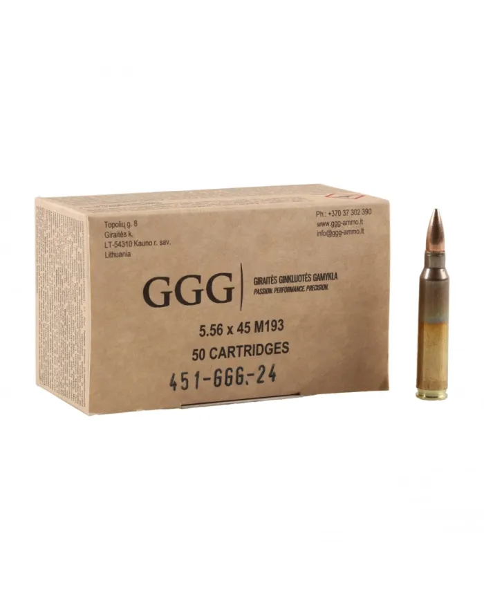 Amunicja kulowa GGG 223Rem/5,56x45mm FMJ 55grn/3,56g M193